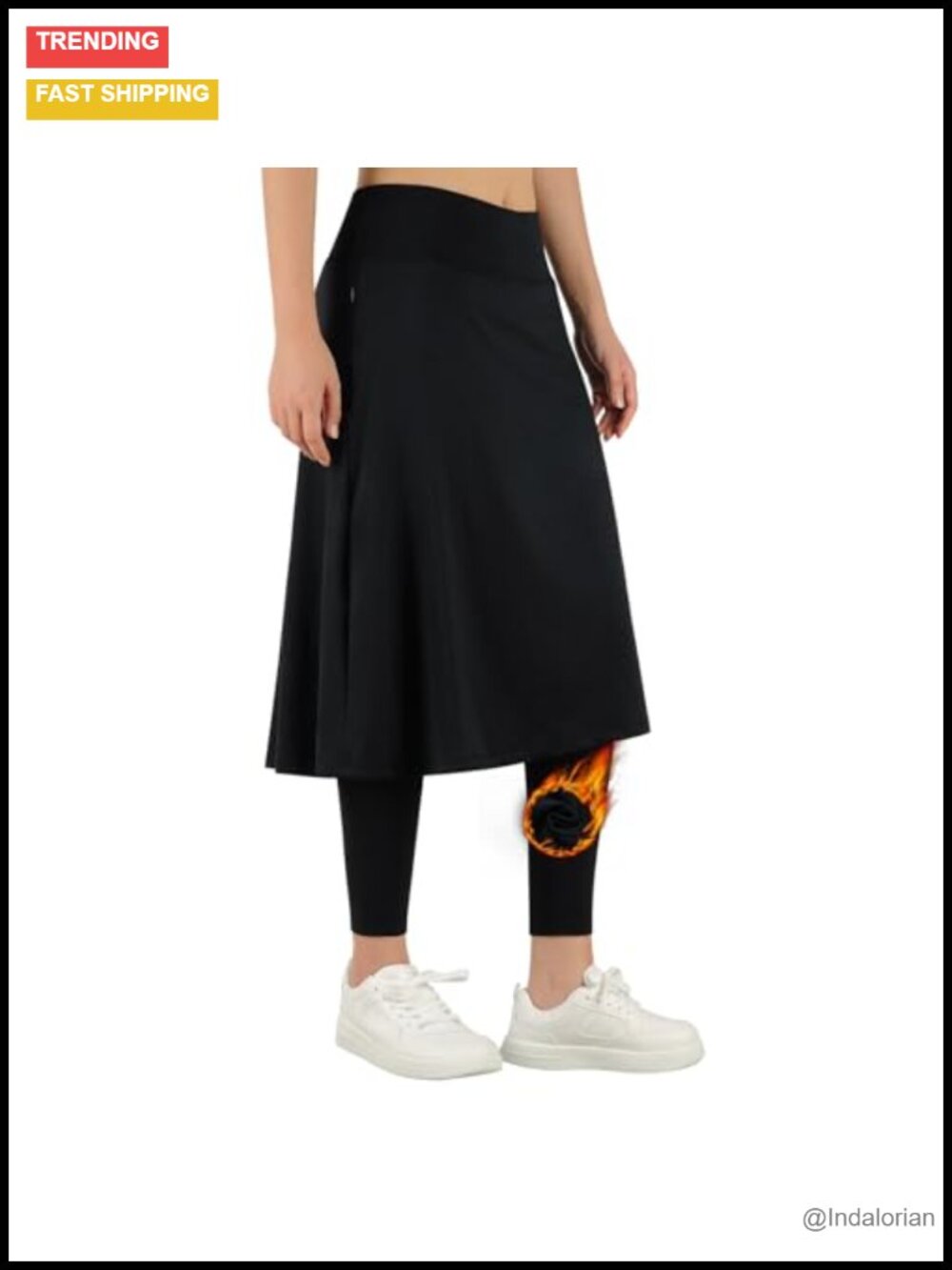 Fleece Lined Skirted Leggings High Waisted with Pockets